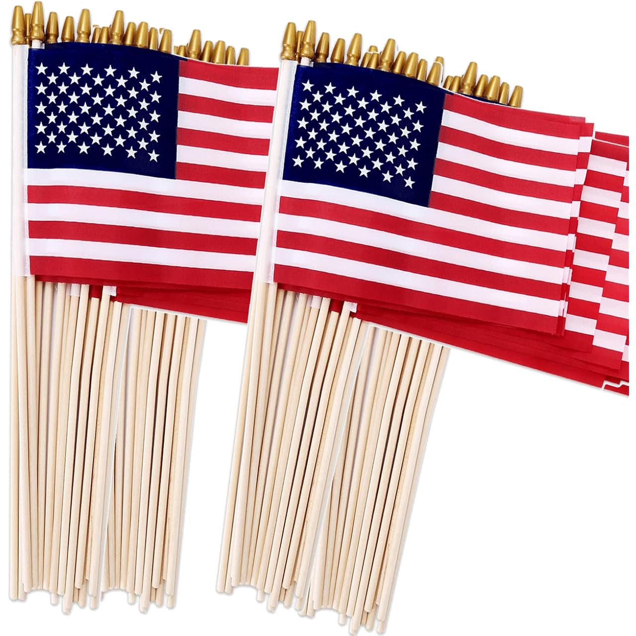 100 Pack Small American Flags On Stick, 4X6 Inch Small Us Flags/American Flags For Outside, Mini Hand Held Stick Flags, Memorial Day,250 Anniversary, 4Th Of July Decorations,Patriotic Decorations