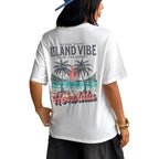 SOLY HUX Women's Hawaiian Beach T Shirts Tropical Graphic Tess Short Sleeve Tops Vacation Clothes White Graphic