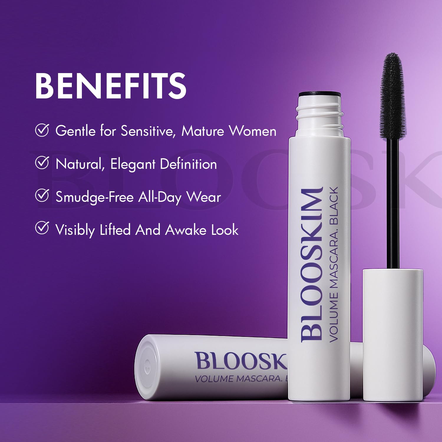 Mascara For Older Women 60 Plus: Black Prime Lash Mascara - Prime Mascaras For Mature Women Makeup - Hypoallergenic Non-Clumping Formula For Sensitive Eyes, 6G