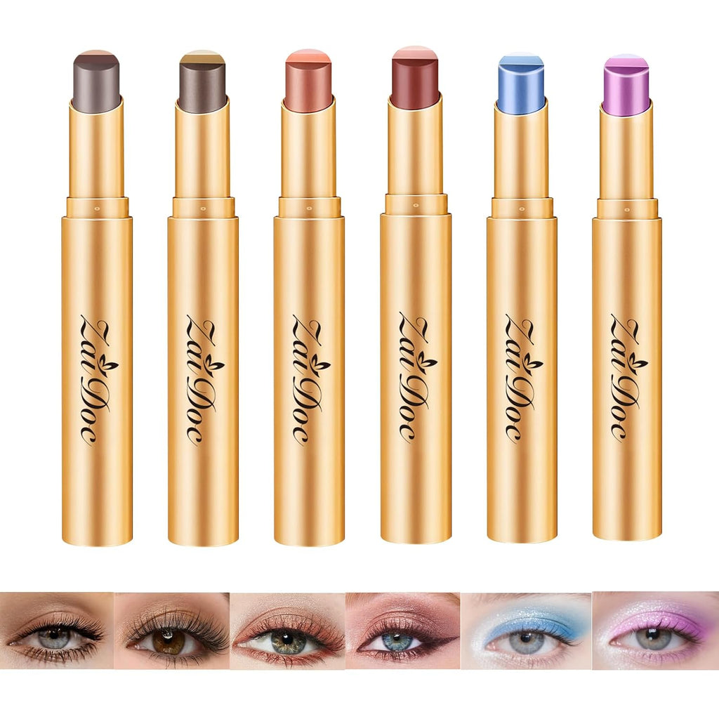 3 Color Eyeshadow Stick In Set Of 6, Long Lasting & Waterproof Creamy Eye Shadow, With Vitamin E Makeup For Day & Night Look, 1.13 Oz
