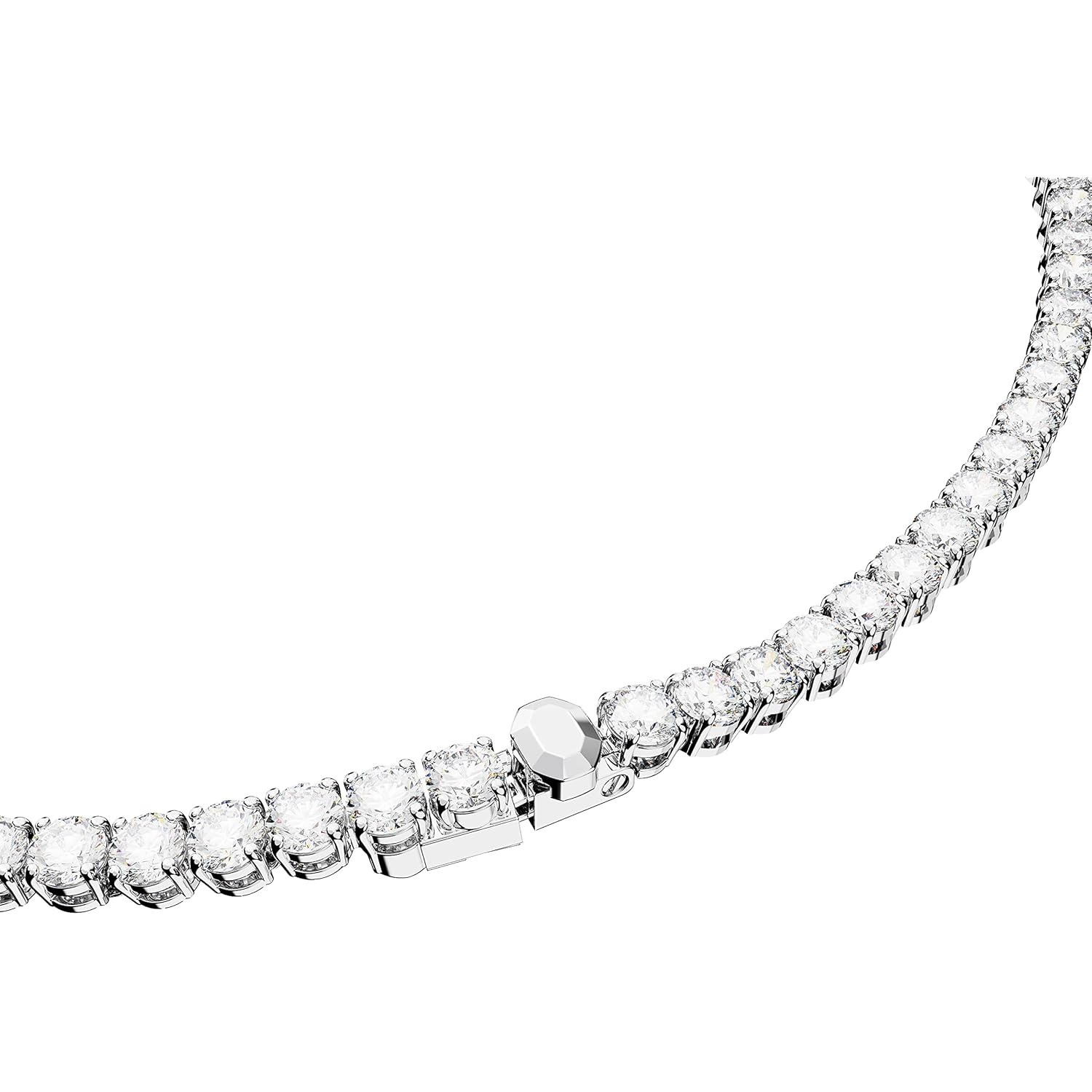 Swarovski Matrix Tennis Necklace with Bright Blue Crystals on a Rhodium Finished Setting