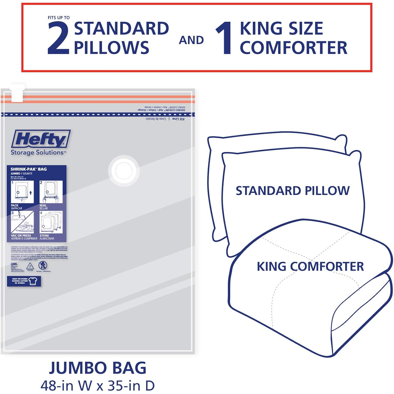 Space Bags Vacuum Storage Bags For Bedding Jumbo Compression 3 Pack Clear For Comforters Blankets (3 Jumbo/Bedding Solo)