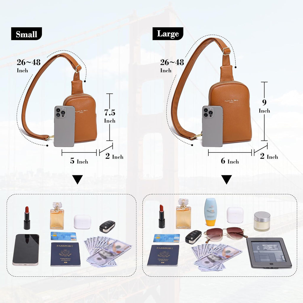 INICAT Women's Small Sling Bag, Lightweight Everyday Vegan Leather Crossbody Purse for Daily Essentials and Travel Light