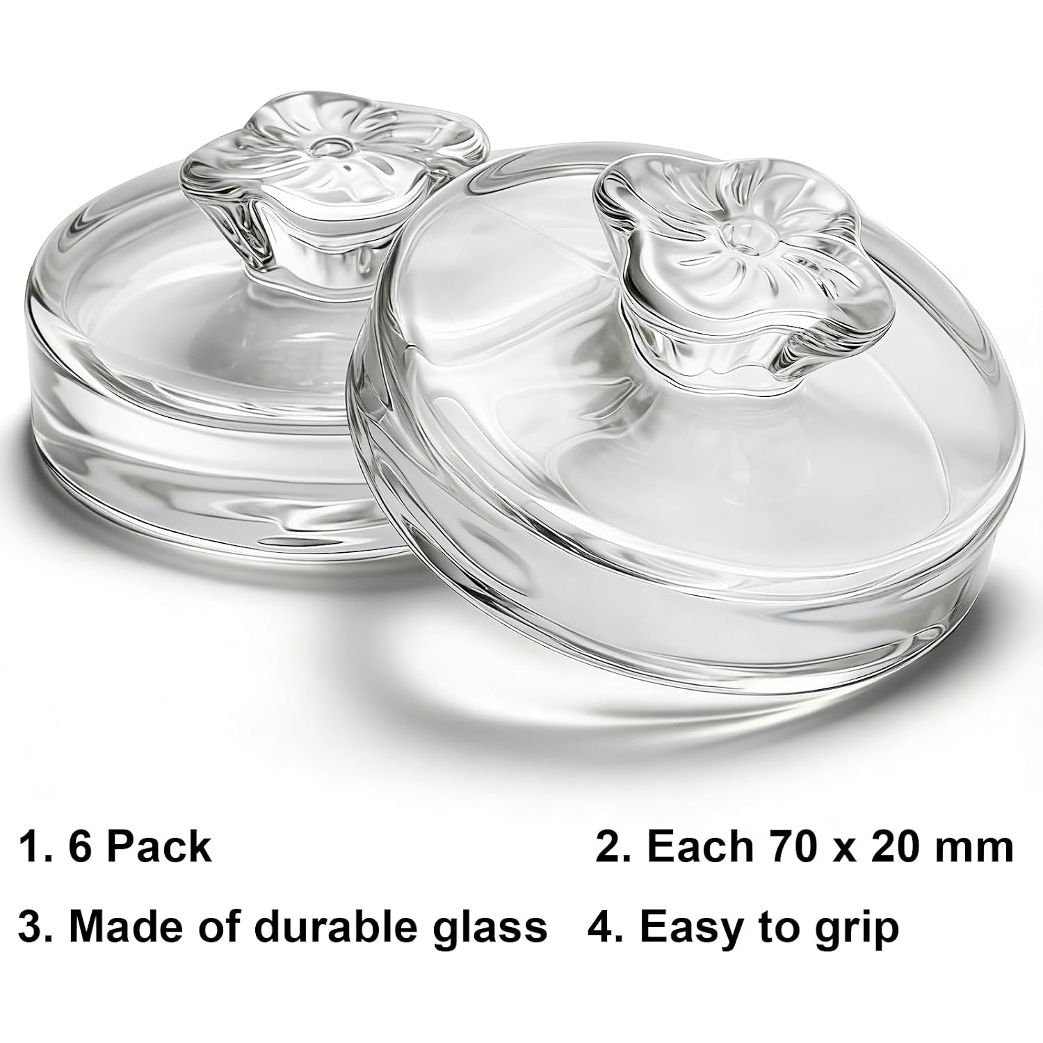 Okllen 9 Pack Glass Fermentation Glass Weights For Large Wide Mouth Mason Jars Easy Grip Handle, Dishwasher Safe