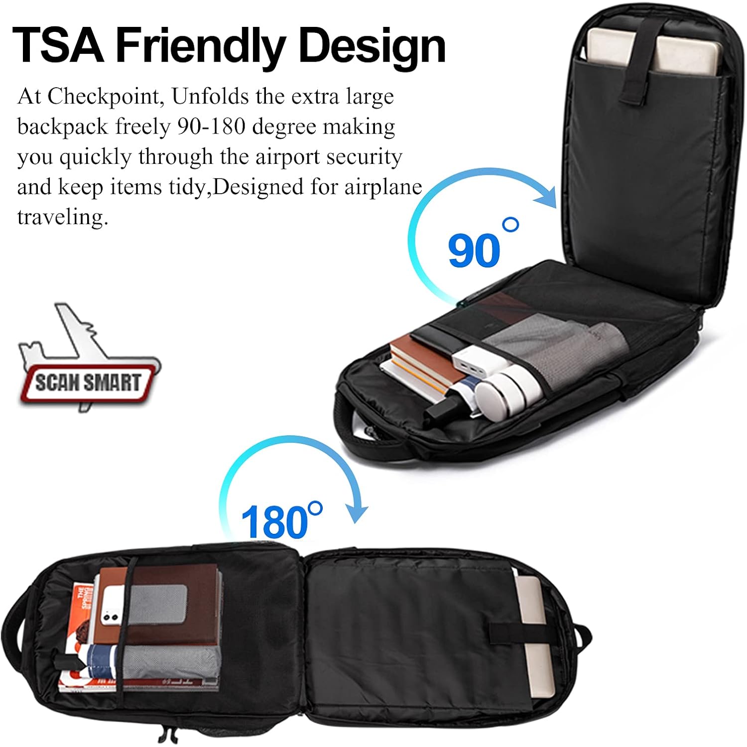 Extra Large Backpack For Men 50L,Water Resistant 17.3 Inch Travel Laptop Backpack With Usb Charging Port,Tsa Friendly Big Business Anti Theft Computer Bag Work College School Bookbags Gifts,Black