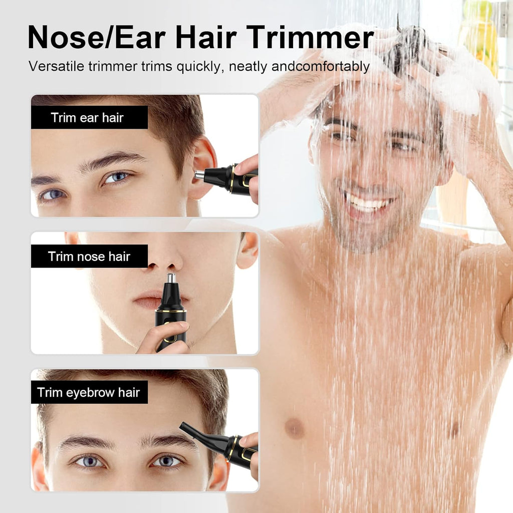 XOOMRSCP Nose Hair Trimmers for Men，Rechargeable Hair Trimmer 2 in 1 Painless Multifunctional Ear and Nose Hair Trimmer with IPX7 Waterproof Dual Edge Blades (Black)