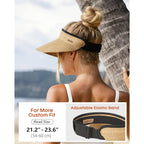 FURTALK Womens Sun Visor Hat Straw Sun Visors for Women Summer Packable Ponytail Beach Hats for Women Travel UPF 80+