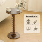 Round Side Table, Small Drink Table For Small Spaces, Modern Accent Nightstand With Solid Wood Leg For Living Room, Bedroom, Corners, And Office (Rustic Brown)