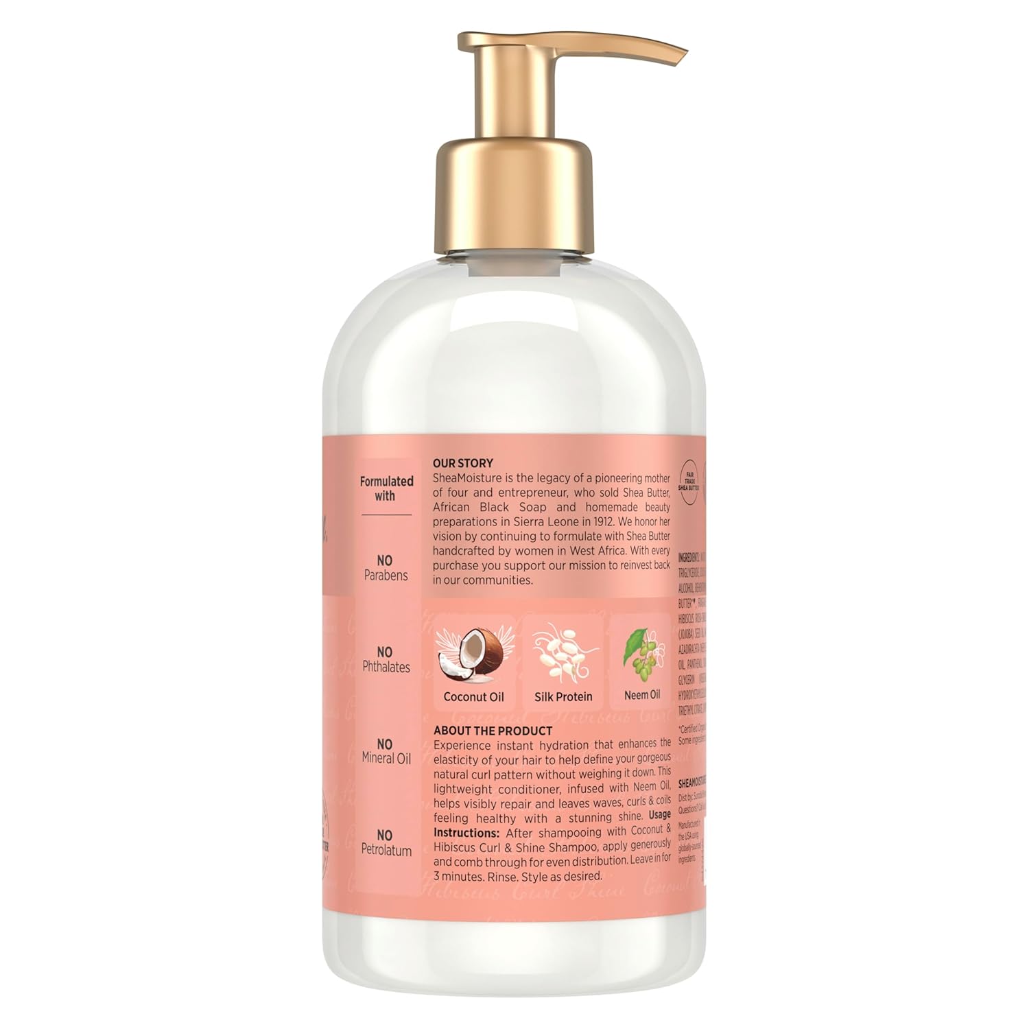 SheaMoisture Curl & Shine Conditioner Coconut & Hibiscus, for Thick, Curly Hair to Moisturize & Soften, 13 oz