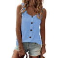 Womens Tank Tops Solid Button Crewneck Sleeveless Summer Tops Loose Fit