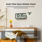 Easyera 15'' Large Digital Atomic Wall Clocks Battery Operated, Auto Dst