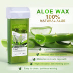 Hair Removal Wax, Wax Refill, Soft Wax Roller Cartridge for Roll on Waxing Kit, Aloe Depilatory Rolling Wax for Sensitive Skin, 4 Pack (14.1 OZ)