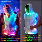 Men White Hooded Tank Led Light Up Sync Burning Man Rave Tops Night Club Show For Halloween Dance Party