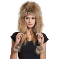 Fur Story Women's Fur Trapper Hat with Sheepskin Earflap Warm Hat Winter hat with Pom Pom
