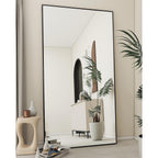 Koonmi 76"X34" Floor Mirror Full Length, Bedroom Floor Body Mirror With Stand, Large Black Mirror, Leaning, Standing Or Hanging Horizontally/Vertically