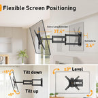 Perlegear Long Arm Tv Wall Mount For 32-65″ Tvs, 37.4” Long Extension Corner Tv Mount, Max Vesa 400X400Mm, Articulating Arms Full Motion Wall Mount Bracket With Swivel And Tilt, Holds Up To 110 Lbs