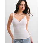 Women's Padded V Neck Tank Tops Double Lined Camisole Built in Bra Sexy Cute Summer Going Out Tops Muse Collection