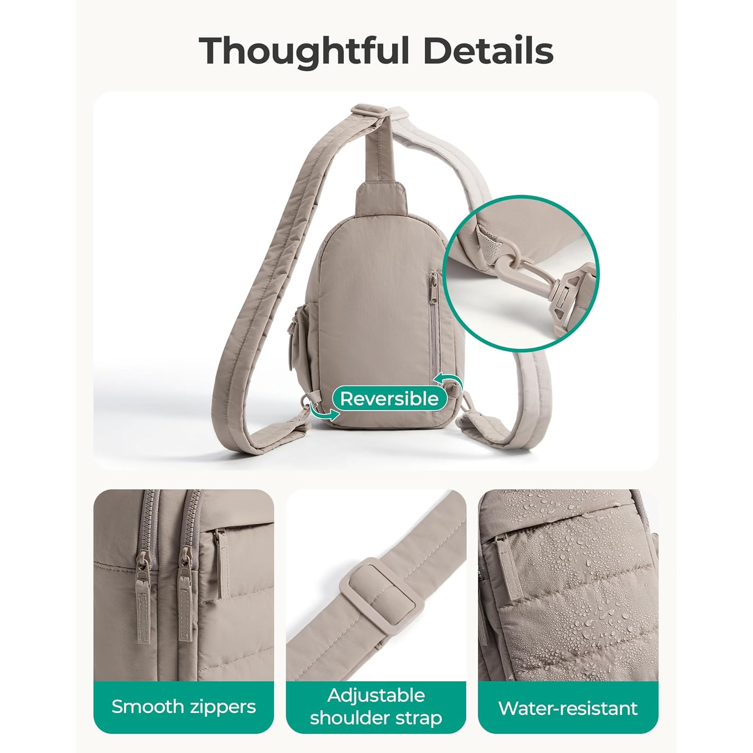 BAGSMART Small Sling Bag for Women, Puffer Crossbody Bag Purses Hobo Handbag Fanny Packs for Travel Hiking