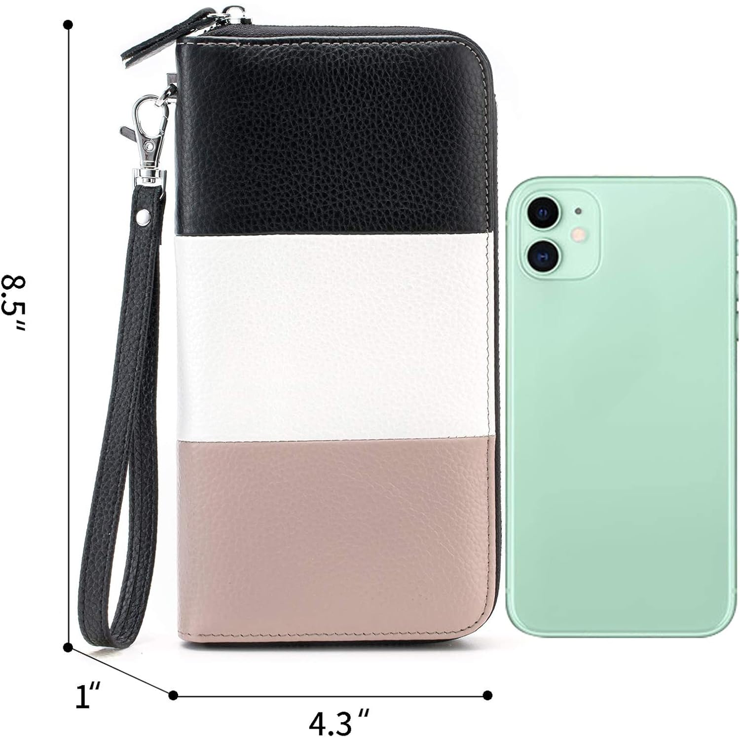 Moflycom Womens Wallet RFID Blocking Genuine Leather Multi Credit Card Large Capacity Zip Around Clutch Travel Purse Wristlet