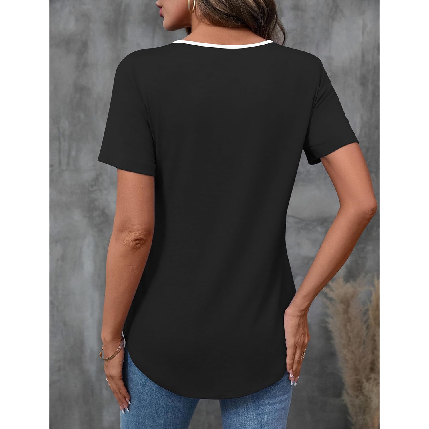 Womens Criss Cross Short Sleeve T-Shirts V-Neck Floral Summer Blouse Tops