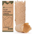 Caperci 150Pcs Natural Tulip Cupcake Liners Unbleached European Parchment Paper Baking Cups Muffin Liners For Party, Wedding, Christmas, Birthday