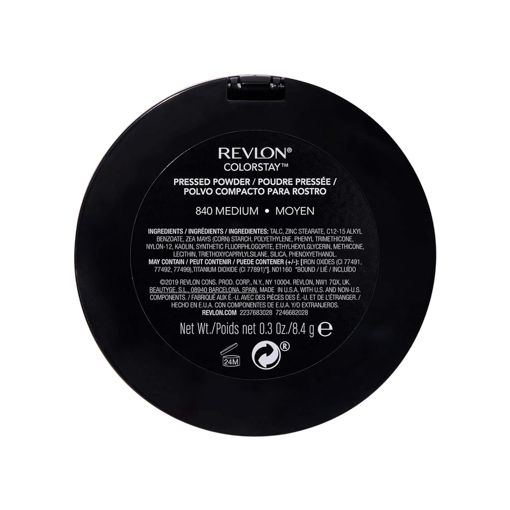 Revlon ColorStay Pressed Powder Face Makeup, Longwearing, Fragrance-Free, Noncomedogenic, 840 Medium, 0.3 oz