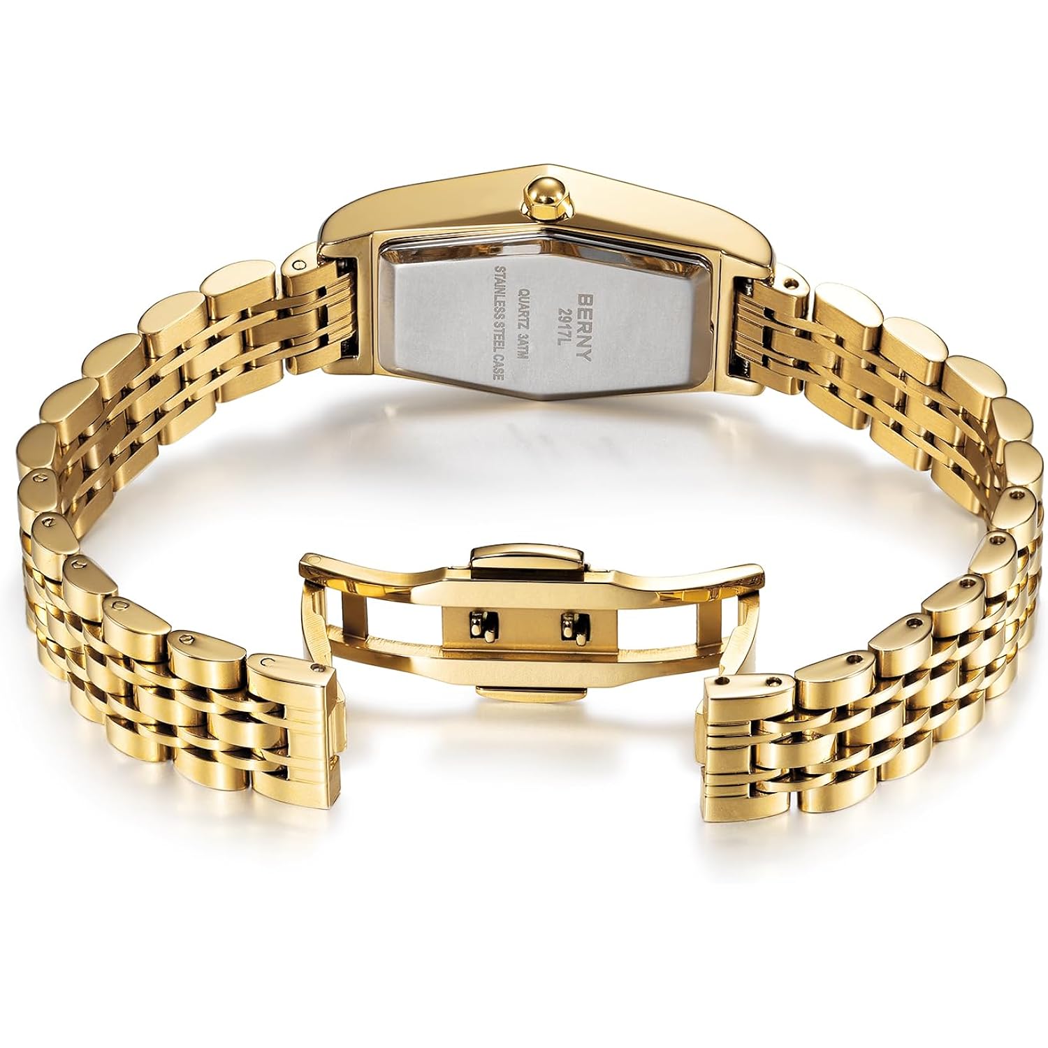 Berny Gold Watches For Women Dainty Hexagon Ladies Quartz Wrist Watches Stainless Steel Band Fashion Analog Watch Luxury Bracelet