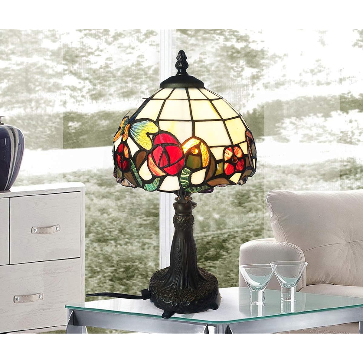 Huimeiju Hmj8033 Metal Base With Diameter 8 Inch Table Lamp Glass Lampshade