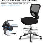 Armless Drafting Chair Tall Office Chair Adjustable Height High Back Ergonomic Desk Chair Drafting Stool Rolling Bar Stools Chairs With Footrest And Wheels