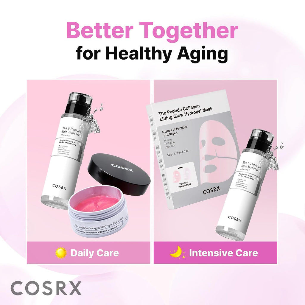 Cosrx Pink Peptides Collagen Hydrogel Eye Patch For Puffy Eyes, Cooling & Firming Under Eye Patches With 4-Peptide & Caffeine (60), Depuffing Gel Eye Mask, Korean Skin Care
