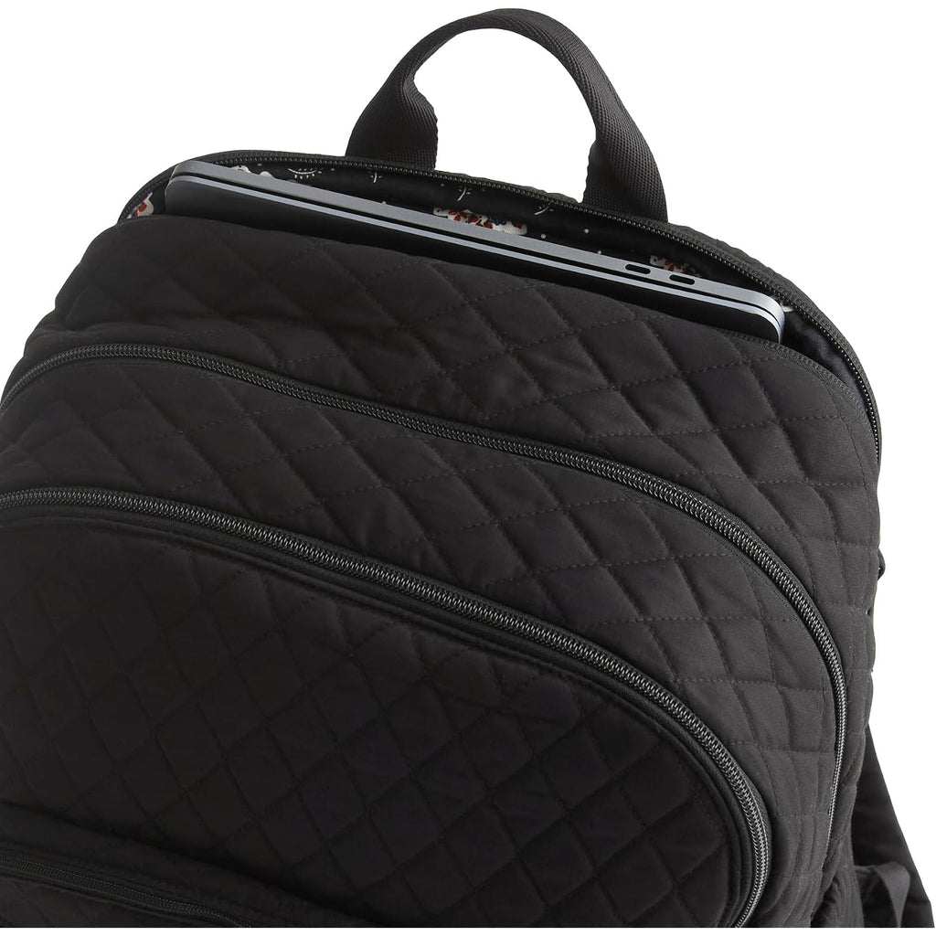 Vera Bradley Women'S Premium Cotton Large Bancroft Backpack – 15" Laptop & Trolley Sleeves – Moonless Night, 28L