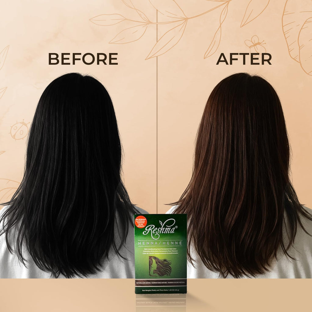 Reshma Beauty 30 Minute Henna Hair Color Infused with Plant-Based Lawsonia Inermis 100% Gray Coverage for Soft, Shiny Hair, Hair Dye—1.05 oz Pack of 1 (Dark Brown)