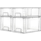 Vtopmart 4 Pack Clear Stackable Storage Drawers,Under Sink And Kitchen Organizers Storage,Easy To Assemble Plastic Drawers For Baby Bottle,Medicine, Bathroom,Cabinet And Pantry Organization