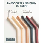 Nightingale Reusable Silicone Straws - Bendy Drinking Straw With Cleaning Brush - Collapsible And Bendable Travel Straw For Kids - Dishwasher Safe, Food-Safe - Set Of 6 (Oak Multi)