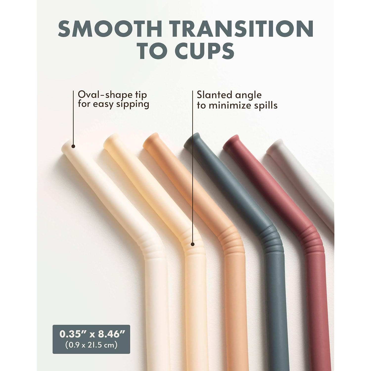 Nightingale Reusable Silicone Straws - Bendy Drinking Straw With Cleaning Brush - Collapsible And Bendable Travel Straw For Kids - Dishwasher Safe, Food-Safe - Set Of 6 (Oak Multi)