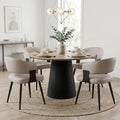 Dining Chairs Set Of 4, Modern Upholstered Faux Leather Kitchen Chairs With Curved Back, Easy To Assemble & Clean For Dining Room, Restaurant, Cafe, Warm Gray