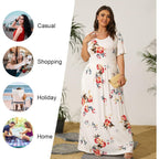 Longyuan Women'S Plus Size Maxi Dresses Summer Short Sleeve Casual Long Dress 2026 Xl-6Xl