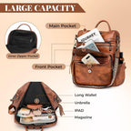 PU Leather Backpack Purse for Women | Anti-theft Ladies Shoulder Bag Handbag Suitable for Work, Travel, and Daily Use (Brown)