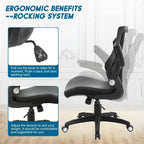 Office Chair Ergonomic Desk Chair, Computer Pu Leather Home Office Chair, Swivel Mesh Back Adjustable Lumbar Support Flip-Up Arms Executive Task Chair