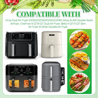 Bykitchen 300Pcs Air Fryer Liners For Ninja Dual Airfryer, Rectangle Disposable Air Fryer Parchment Paper Compatible With Ninja Dz201/ Dz401/ Dz550, Bella Slim Airfryer &More, Air Fryer Accessories