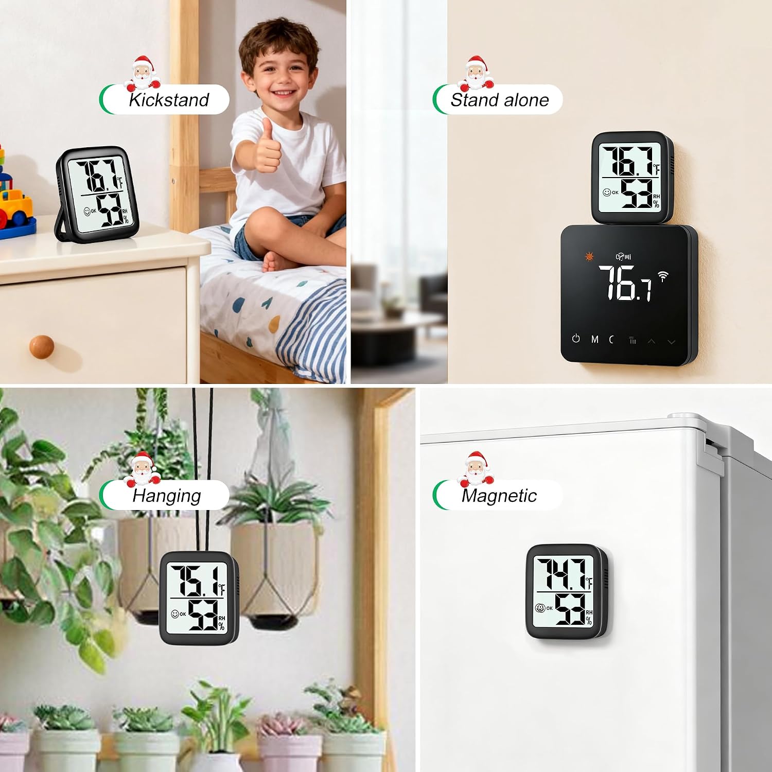 2 Pack Room Thermometer For Home, Hygrometer Indoor Humidity Meter Gauge, Digital Temperature And Humidity Monitor Sensor For House, Terrarium, Incubator, Greenhouse - Battery Included
