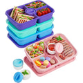 Canfanni 4 Pcs Bento Snack Box Containers, 4 Compartment Divided Stackable Food Storage Containers With Lids, Meal Prep Lunch Container With Sauce Cups