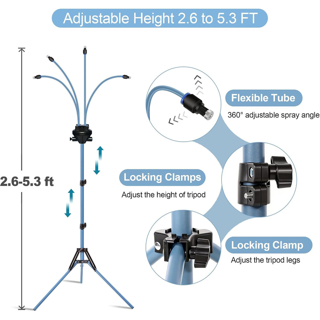 Misters For Outside Patio, Portable Standing Misting System With 30L Water Bag And Rechargeable Pump, Up To 6 Hours Runtime, Outdoor Cooling Mister For Backyard, Beach, Camping, Porch