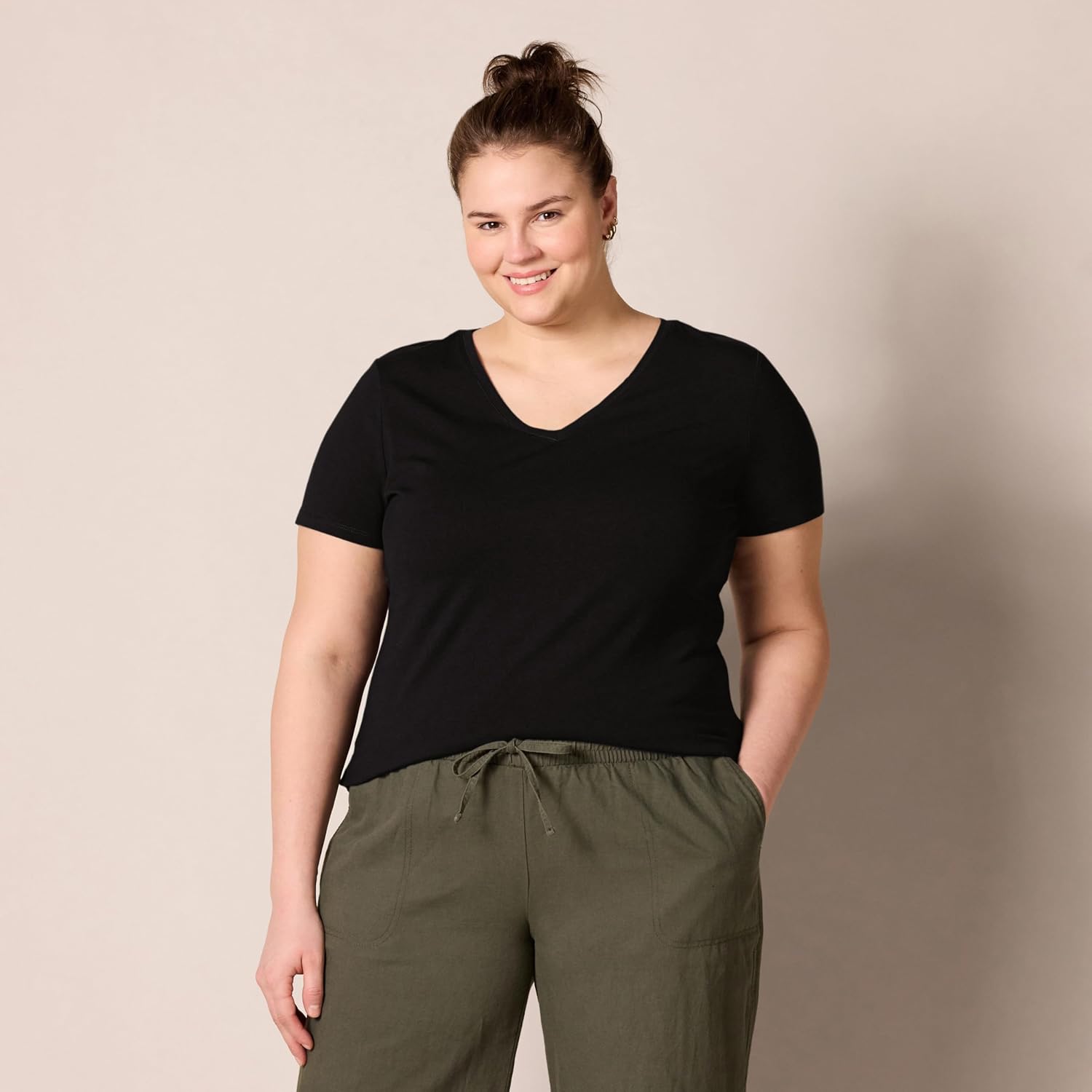Women's Regular-Fit Short-Sleeve T-Shirt (Crewneck and V-Neck Options), Multipacks