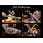 Brisket Slicing Knife, 12 Inch Multifunction Carving Knife For Meat Cutting, Japanese Style Meat Slicer With Wood Full Tang Handle, Damascus Pattern Long Slicing For Roast Beef, Ideal For Gift