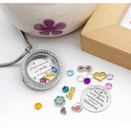 Best Gift Floating Charm Living Memory Lockets with Birthstone, 30mm Stainless Steel Necklace
