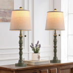 Lamps Set Of 2 Modern Farmhouse Table Lamp Bedside Reading Lamps Living Room End Tables Set Lamps For Night Stands Bedroom Night Lamp,High 26.25 Inch,Turquoise,With Fabric Lamp Shade,Bulb Not Included