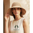 FURTALK Beach Sun Hat for Women Foldable Packable Handmade Straw Hats Sun Protection Floppy Travel Essentials