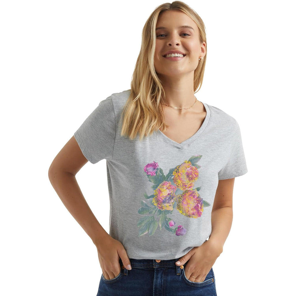 Hanes Women's Short Sleeve V-Neck Graphic T-Shirt Multicolor