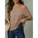 Dokotoo Womens Summer Tops 2026 Oversized Short Sleeve Shirts Casual Loose Lace Patchwork Tshirt Fashion Outfits